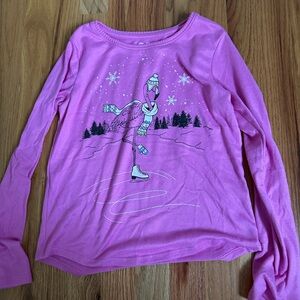Pink Flamingo Ice Skating Long Sleeve Shirt